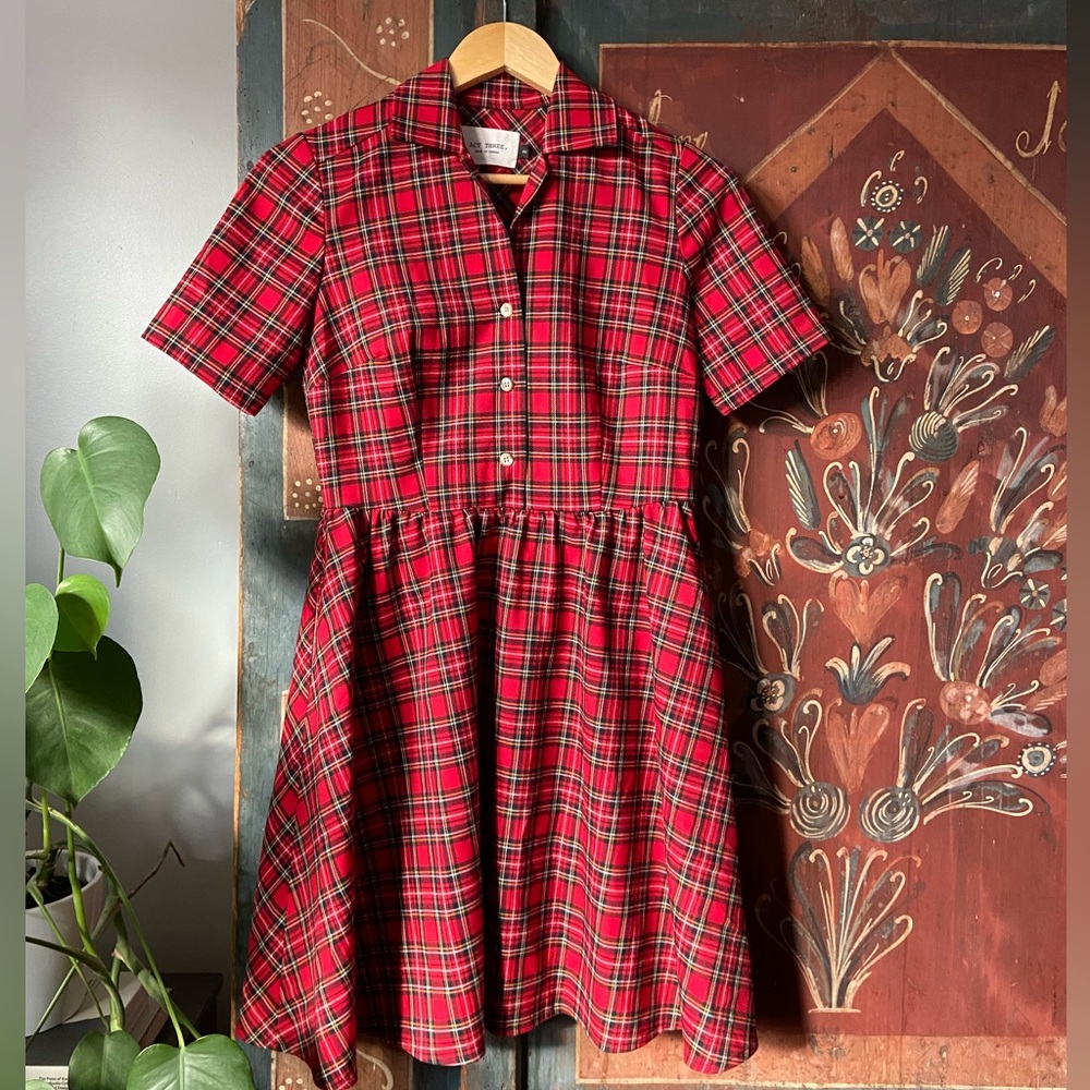 Classic Red Plaid Holiday Dress - Act Three *Made in Canada